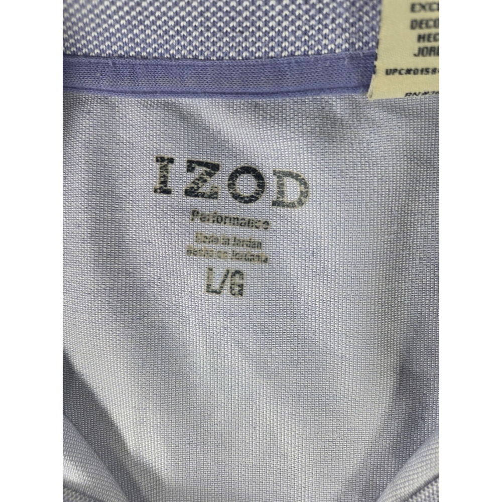 IZOD Performance Mens Short Sleeve Pique Polo Shirt Light Blue Large - Picture 4 of 6